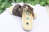 Health Care Wooden Base Acupunture Nail Health Shoes Massage Shoe Natural Stone Acupoint Fitness Slippers for men / women free