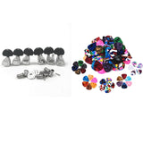 60Pcs Guitar Picks,0.46mm, 0.71mm, 0.96mm with 6Pcs Guitar String Tuning Key Pegs/Machine Head Knobs for Left and Right