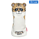 Golf Headcover For Driver Fairway Hybrid PU Leather Waterproof Tiger Golf Wood Cover Soft Durable Golf Club Covers Number Tag