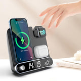 Wireless Charger Multifunctional Led Digital Clock 15w Fast Charging Dock Station For Phone Watch Headphone