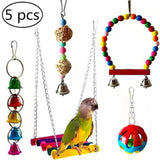 5-12Pcs Bird Cage Toys for Parrots Wood Birds Swing Hanging Chewing Bite Rack Toys Beads Shape Parrot Toy Bird Toys