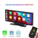 10.26 Inch Touch Screen 2K Car Portable Wireless Apple CarPlay Android Radio Multimedia GPS dual lens Dash Cam 1080P Stereo