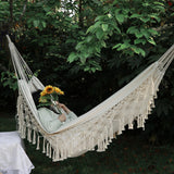200cm * 150cm Hammock Boho Style Brazilian Macrame  Fringed Deluxe Double Hammock Net  Chair Indoor Hanging Swing Home Decor