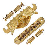 1 Set Skull Head Carved Split Bridge Electric Guitar Bridge Roller Saddle For LP Electric Guitar