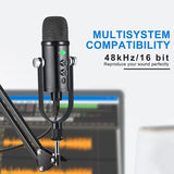 USB Microphone,Condenser Recording Microphone with Mute and Echo for Laptop Pc Mac Phone Studio Recording, Broadcast