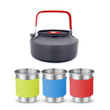 Camping Cookware Picnic Cooking Set 1 Set Outdoor Pots Pans Non-stick Tableware With Foldable Spoon Fork Knife Kettle Cup