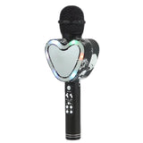 Heart Shape Bluetooth Karaoke Microphone,4 in 1 with LED Lights for KTV