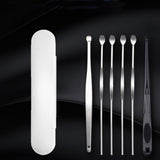 6 in 1 Stainless Steel Ear Wax Pick Earwax Removal Kit Ear Cleansing Tool Set Portable Cleaner Earpick Wax Remover Curette Spoon