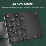 2.4G+BT4.2 Wireless Dual-mode Numeric Keyboard Portable 22 Keys Financial Accounting Office Keyboard with Touchpad