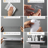 Adhesive Bathroom Shelf Organizer Wall Mounted Shampoo Spices Shower Storage Rack Holder Bathroom Accessories