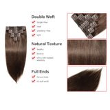 Real hair wig ladies long straight hair extension piece seamless eight-piece clip hair real wig piece