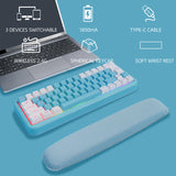 Rechargeable 2.4G Wireless Keyboard Mini Gaming RGB Backlit Keyboard with Wrist Support for Home Office Laptop PC Gamer