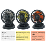 Car USB Fan Air Vent Car Interior Supplies Multi-Angle Rotatable With Cigarette Lighter Plug 12V/24V For Desktop Car Truck RV