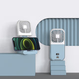 Mini Portable Folding Fan Digital Display Refrigeration Handheld Fan Mobile Phone Bracket USB Charging Multifunctional for Work