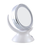 Adjustable 5X Magnification Lighted LED Makeup Mirror Bathroom Vanity Mirror 360 Degree Swivel Double-sided Table Mirror (White)
