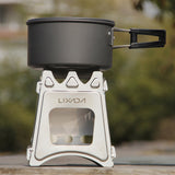 Lixada Outdoor Compact Folding Titanium Wood Stove Portable Ultralight for Camping Cooking Picnic Travel with Mini Alcohol Stove