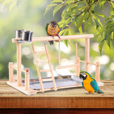 Pet Bird Toy Activity Center Birdcage Stands With Bird Perch Ladder Hammock Feeder Playground For Parrot Wooden Platform Pet Toy
