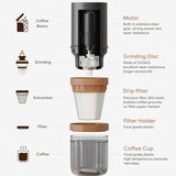 3IN 1 Drip Coffee Machine Grinder Coffee Machine High-Grade Stainless Steel Adjustable Coffee Grinder Long Battery Life