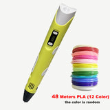 3D Printing Pen DIY Drawing Pen With LCD Display 3D Pen With 12 Colors 100 Meter PLA Filament Christmas Birthday Gift for Child