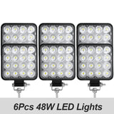 6/4/2Pcs Led Work Light 42W/48W Car Headlight 14 Led Car Light For Truck Offroad 12/24V Night Driving Lights For SUV Fog Lamps