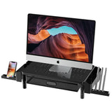 Monitor Stand Riser 3 Height Adjustable Monitor Stand with Phone Holder and Pen Holder, Laptop Stand Riser with Organizer Drawer