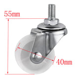 5 Pcs/Lot Casters 1.5 Inch White PP Screw Universal M6 Thread Roller Diameter 4cm Display Frame Wheel