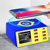 MECHANIC 8Port Smart USB Charger Hub Charging Dock QC 3.0 with 10W Wireless Charger for Smartphone Tablets
