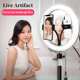 LED Ring Light with Tripod Stand With Makeup Mirror Ring Lamp Selfie Stick Studio Photography Lights For Video Live YouTube