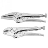 2Pcs Locking Pliers Ground Mouth Straight Jaw Lock Vise Grip Clamp Plier Set Hand Tools for family emergency maintenance