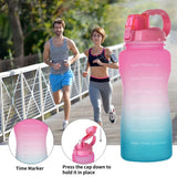 2 Pcs Handle, Large-Capacity Bounce Cover With Straw, Outdoor Sports Bottle, 2000 Ml &amp; 3800ML B