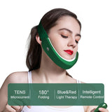 2022 Wireless Remote Control V Face Slimming Vibration Massager EMS Facial Lift Up Belt Red Blue Light LED Double Chin Reducer