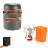 Outdoor Pot Mini Gas Stove Sets Camping Hiking Cookware Picnic Cooking Set Non-stick Bowls With Foldable Spoon Fork Knife