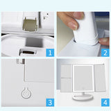 Lighting Vanity Mirror with 38LEDs, 1X 2X 3X Magnification, Contact Control, Portable Cosmetic Lighted Makeup Mirror