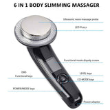 6 In 1 Fat Remover RF EMS Portable Home Ultrasonic Cavitation Body Slimming Massager Negative Ions Adjustable Face Tighten Skin