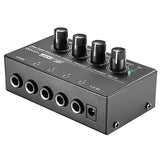 Eu Plug,Ha400 Ultra-Compact 4 Channels Mini Audio Stereo Headphone Amplifier With Power Adapter Black