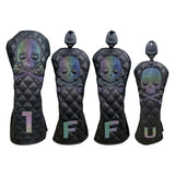 Golf Wood Cover Skull Gradient for Driver Fairway Hybrid Waterproof PU Leather Golf Club Cover Protector Golf Headcover