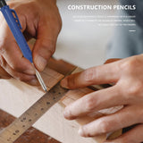 2Pcs Solid Carpenter Pencil Set For Construction With 24 Refill Leads Built-In Sharpener, Deep Hole Mechanical Pencil