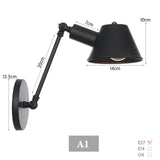 Black Rustic Vintage Swimming Arm Wall Lamp Retro Long Reading Lights on the Wall Adjustable Iron Applique Murale Luminaire Home
