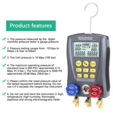 Pressure Gauge Refrigeration Digital Vacuum Pressure Manifold Tester Heating Ventilation&amp;Air Conditioning Temperature Meter