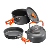 3pcs/set Of Outdoor Cookware Ultra Light Aluminum Alloy Camping Cookware Tableware Outdoor Teapot Picnic Tableware
