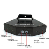 6 Lens DMX Red Green Blue RGB Beam rgb 16 Patterns Laser Scanner Light Home Party RGBW mini LED butteryfly with laser