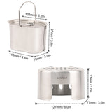 Lixada Camping Cookware Stainless Steel Canteen Cup Hanging Pot with Wood Stove Set for Outdoor Survival Backpacking Picnic