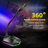 RGB USB Sound Card Microphone Computer With Free Drive Noise Reduction 360° Rotate HD Receiver Recording Conference MIC