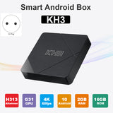 Android 10.0 KH3 TV Box 2GB 16GB Allwinner H313 Quad Core 2.4G WiFi 100M LAN HDR 3D Smart TV Box for Home Movies EU Plug