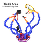 Soldering Iron Helping Holder Third Hand 6 Flexible Arms Soldering Station Welding Tool Set with USB Fan & Magnifier