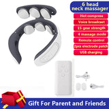 Remote Control 6 Head Neck Massager Infrared Heating Pulse Cervical Spine Massage Physiotherapy Neck Pain Relief Relaxation Tool