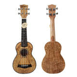 Spalted Maple 21 Inch Ukulele Soprano 4 String Music Instrument Ukelele for Professional &amp; Beginner with Free Bag