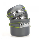 4pcs/Set Outdoor Folding Hiking Camping Backpacking Cooking Picnic Non-Stick Aluminum Cookware Set Pot Bowl