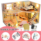 CUTEBEE DIY Dollhouse kit Wooden Doll House Miniature House Furniture Kit Toys for children Christmas Gift TD32