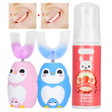 Silicone UShaped Head Smart Children Safe Low Amplitude High Frequency Motor Automatic Sonic Electronic Toothbrush Mousse 60ml
